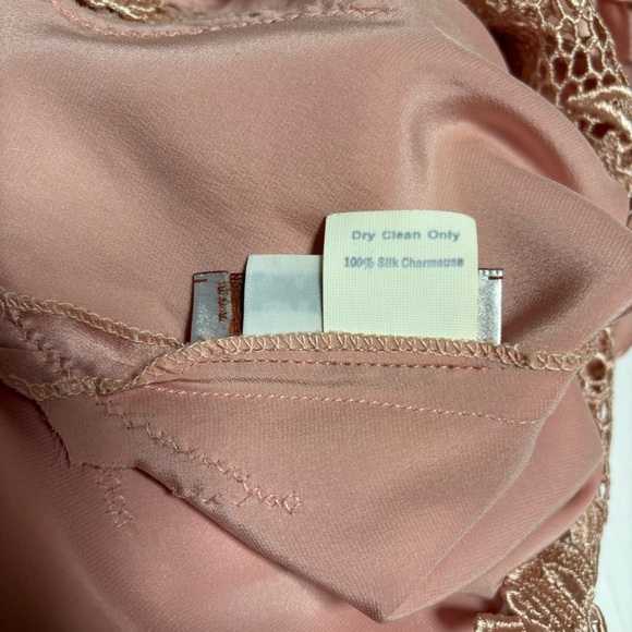 Vintage Capriccio Blush Pink 100% Silk Charmeuse Blouse Sz 10 Embroidered Lace - Picture 13 of 14